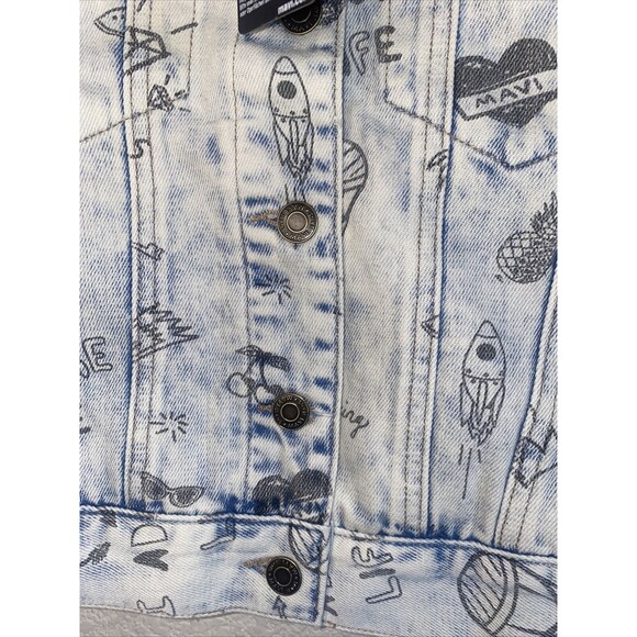 new Mavi jean jacket Art comic retro disco S Y2k 90s 80s charm city fun - Picture 5 of 10